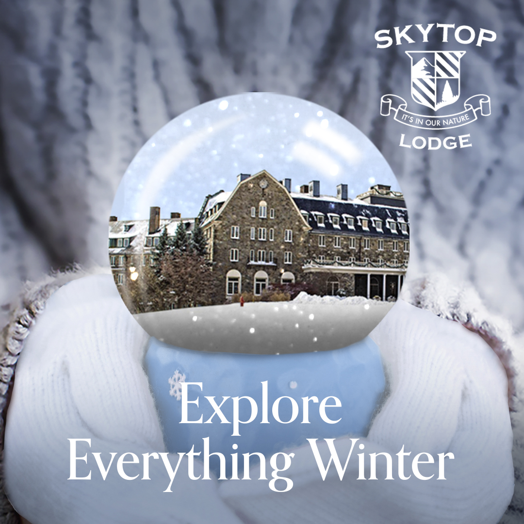 Explore Everything Winter Snow globe ad for Skytop Lodge