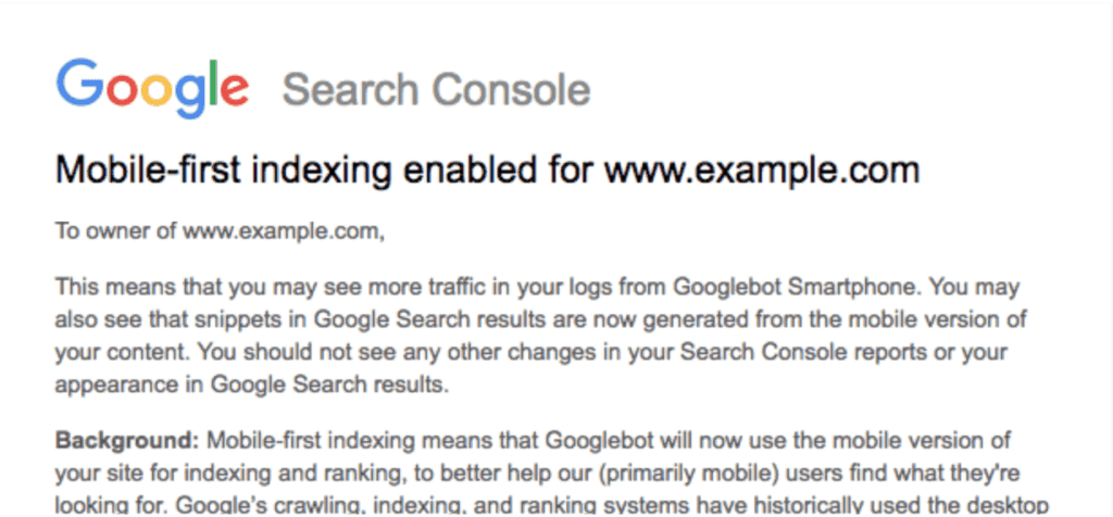 mobile first indexing