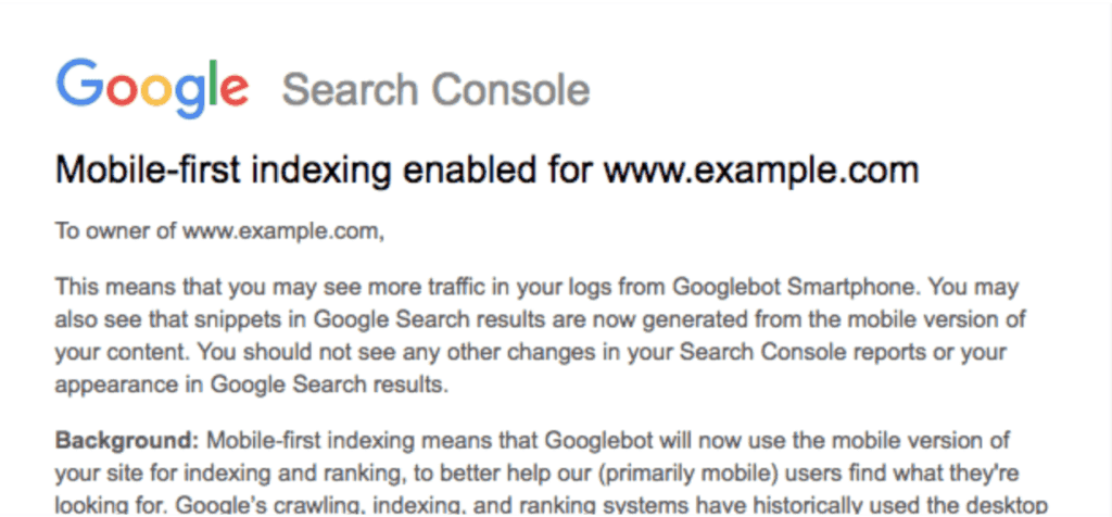mobile first indexing