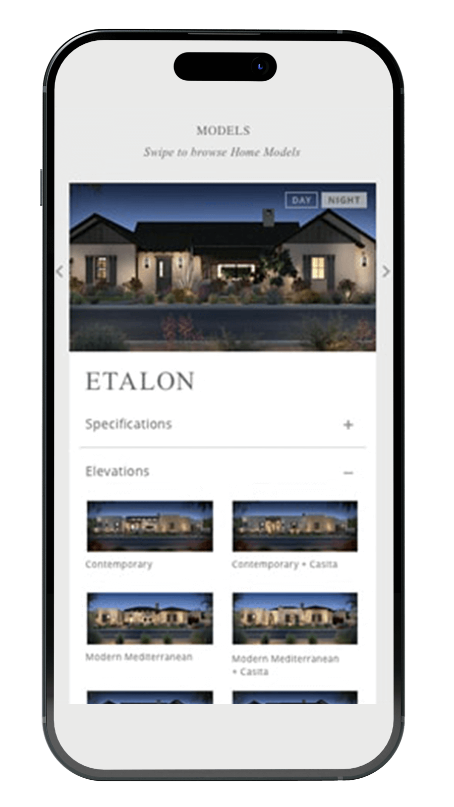 Camelot Homes website on a mobile device
