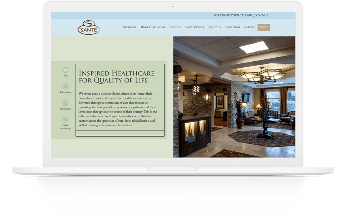 Santé Center | Website on a computer
