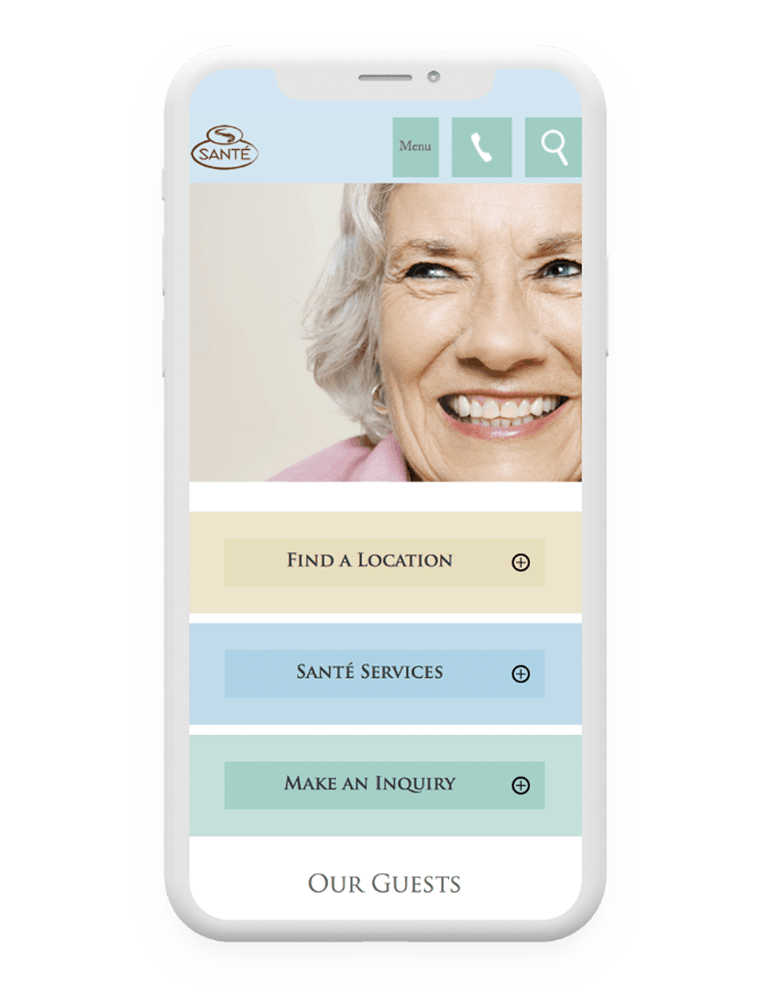 Santé Center | Website on a Phone