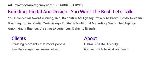 effective ad copy example | Commit Agency