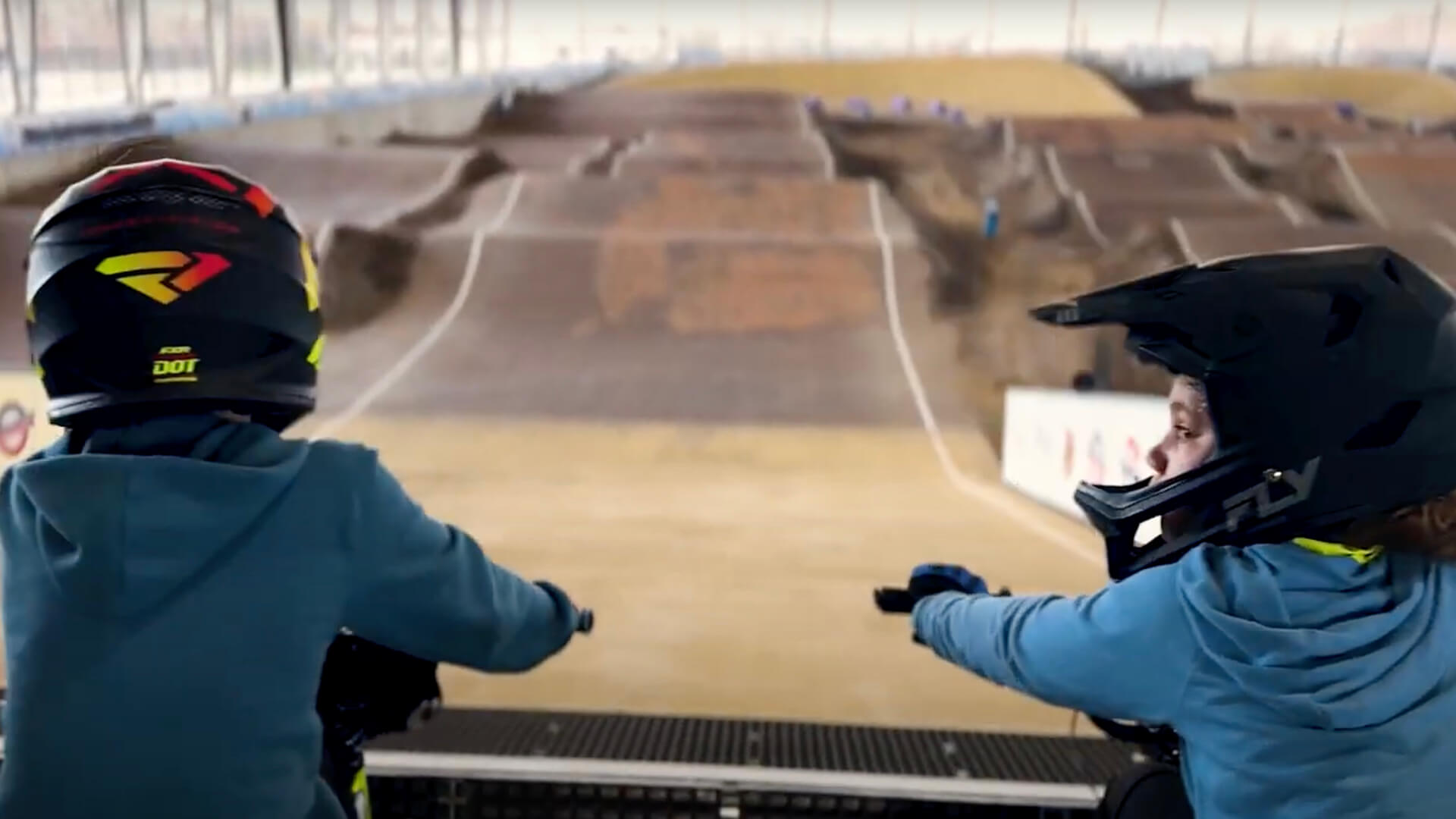 BMX riders at the start of a race