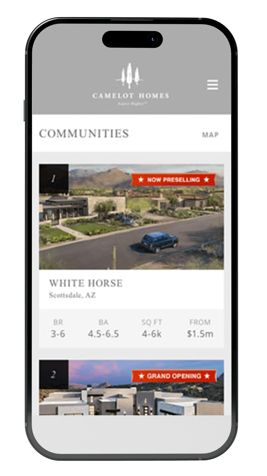 Camelot Homes | Website on a Phone