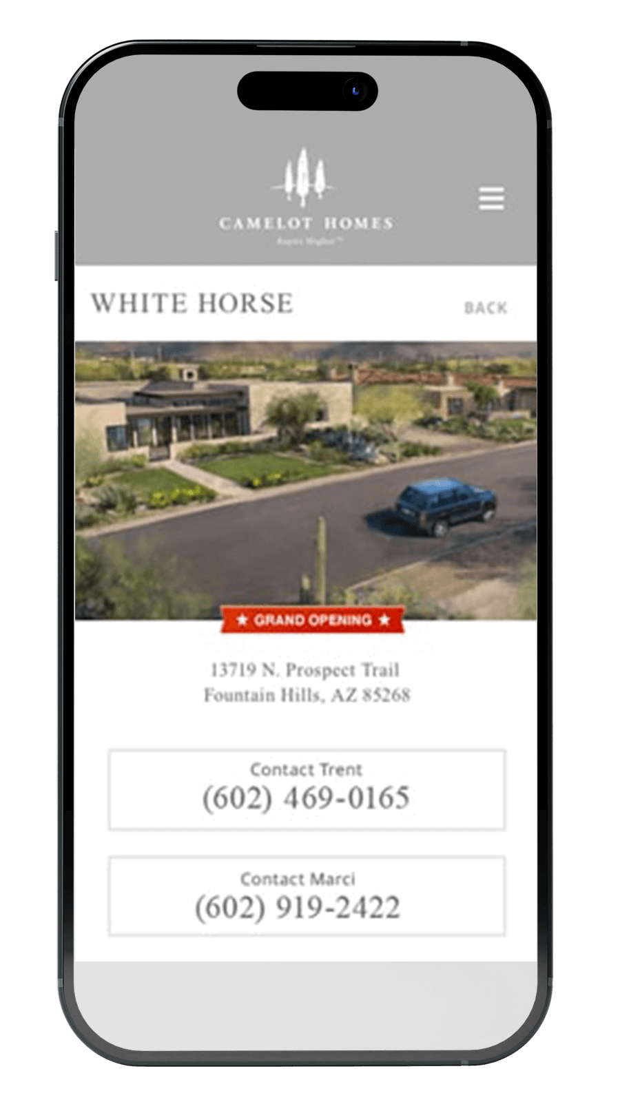 Camelot Homes | Website on a Phone