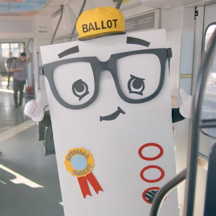 Maricopa County Elections Department mascot | On a Bus