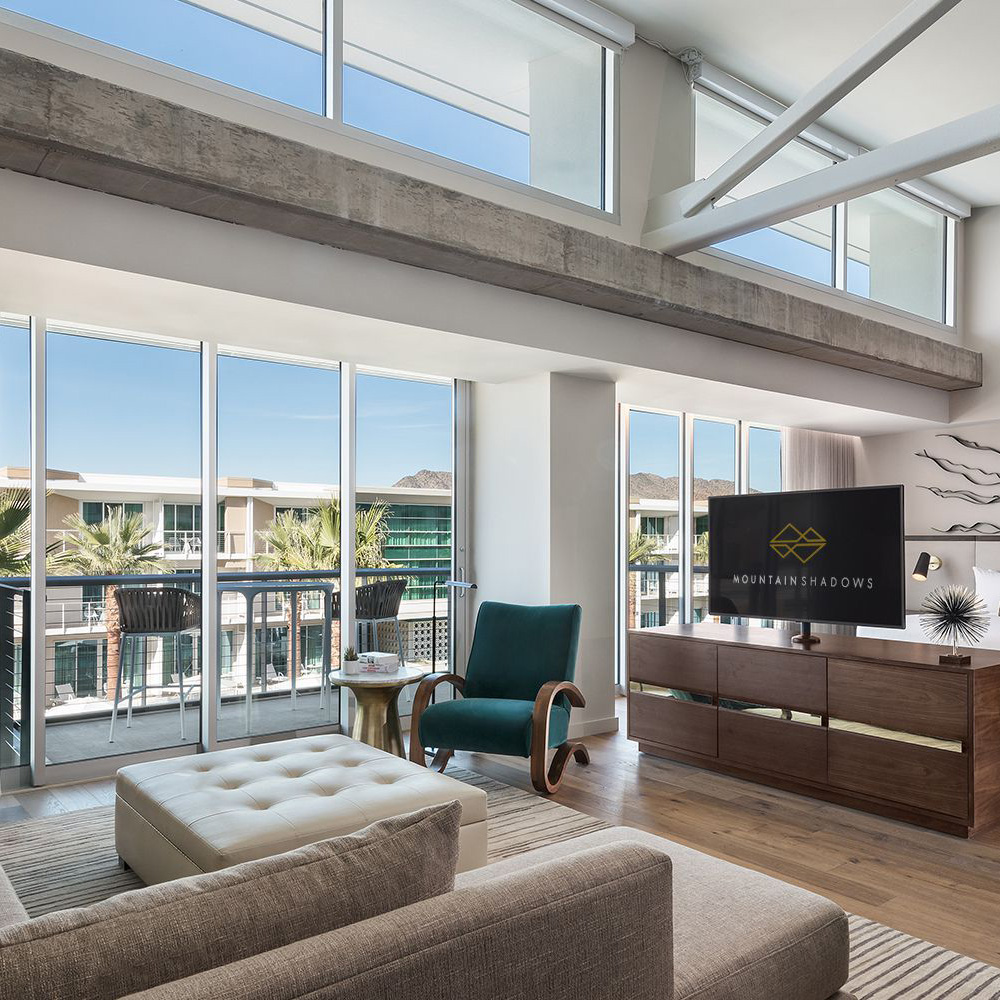 Interior of Mountain Shadows room with balcony